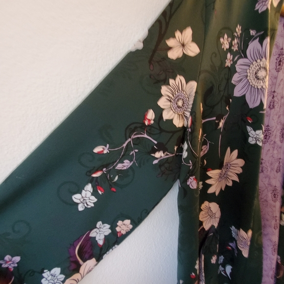 Chico's Dark Green Floral Kimono Jacket Size 3 NWOT - Picture 8 of 11